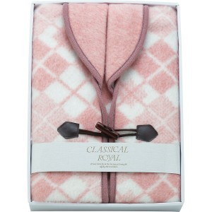 【ギフト】ジャカード織 衿付きアクリルベスト ピンク