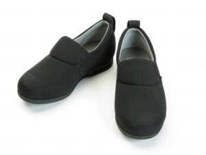 徳武産業 あゆみシューズ 介護靴 施設用 ゆったり簡単スリップオン 3E ブラック 両足Lサイズ 1043