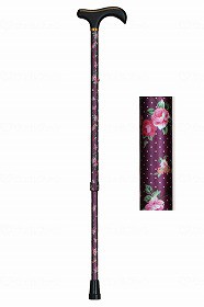 瀬川商店 アルミ製花柄伸縮杖 ムラサキ 1852
