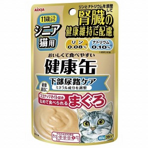 （まとめ買い）アイシア シニア猫用 健康缶パウチ 腎臓の健康維持に配慮 下部尿路ケア 40g キャットフード 〔×48〕