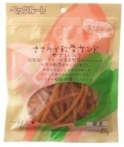 ペッツルート 素材メモ ささみで軟骨サンド 野菜入り お徳用 85g 犬用