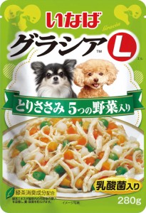 （まとめ買い）いなばペットフード グラシアL とりささみ 5つの野菜入り 280g GL-41 犬用 〔×24〕