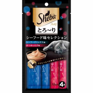 （まとめ買い）マースジャパン シーバ とろ〜り メルティ シーフード味セレクション 12g×4P 猫用 〔×24〕