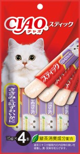 （まとめ買い）いなばペットフード スティック ささみ&紅ずわいがに 15g×4本 〔×24〕