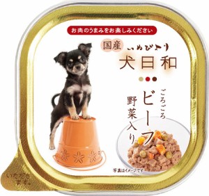 （まとめ買い）わんわん 犬日和 ごろごろビーフ 野菜入り 100g 犬用フード 〔×32〕