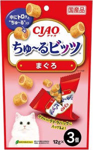 （まとめ買い）いなばペットフード CIAO ちゅ〜るビッツ まぐろ 12g×3袋 猫用おやつ 〔×24〕