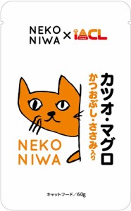 （まとめ買い）イトウ&カンパニーリミテッド NEKONIWA カツオ・マグロ かつおぶし・ささみ入り 60g 猫用フード 〔×56〕