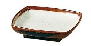 （まとめ買い）エンテック メラミン食器 長次郎窯 角小皿 内白マーブル AN55W 〔×5〕