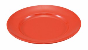 （まとめ買い）エンテック シンプルメラミン食器 赤 ラーメン丼受皿 小 (平皿20cm) No.26AR 〔×5〕