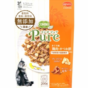 （まとめ買い）日本ペットフード コンボ キャット ピュア ドライタイプ まぐろ味・鶏肉・かつお節添え 200g （100gx2袋） 〔×12〕