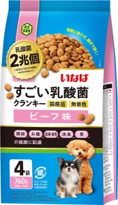 いなばペットフード すごい乳酸菌クランキー ビーフ味 760g(190g×4袋) 犬用フード