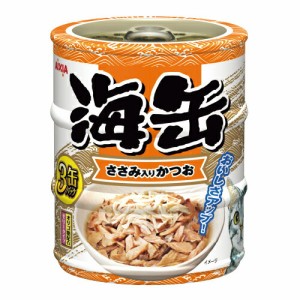 （まとめ買い）アイシア 海缶ミニ3P ささみ入りかつお 180g(60g×3缶) 猫用フード 〔×12〕