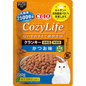 （まとめ買い）いなばペットフード CIAO CozyLife クランキー かつお味 200g 猫用フード 〔×12〕