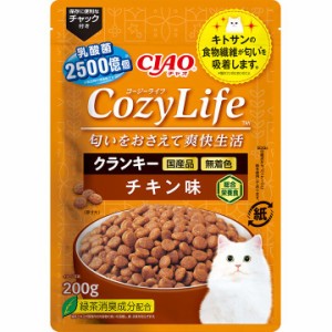 （まとめ買い）いなばペットフード CIAO CozyLife クランキー チキン味 200g 猫用フード 〔×12〕