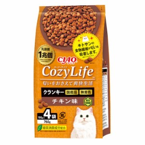 （まとめ買い）いなばペットフード CIAO CozyLife クランキー チキン味 190g×4袋 猫用フード 〔×4〕