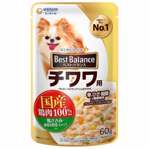 ユニ・チャーム ベストバランス パウチ チワワ用 鶏ささみ・緑黄色野菜・キャベツ入り 60g 犬用フード