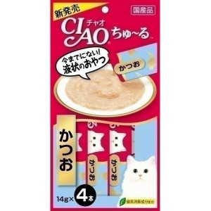 （まとめ買い）いなばペットフード CIAO ちゅ〜る かつお 14g×4本 SC-72 猫用おやつ 〔×24〕