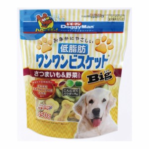 （まとめ買い）ドギーマン おなかにやさしい低脂肪ワンワンビスケット Big さつまいも＆野菜入 450g 犬用おやつ 〔×6〕