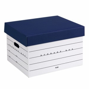 プラス 書類保存箱 ストレージボックス フタ式(分離タイプ) A4用 ネイビー DN-245