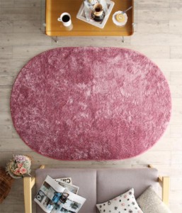 ピンク系ミックスカラーの洗える楕円形シャギーラグ 〔lipinte bouquet〕リピント・ブーケ 130×190cm(オーバル) ローズピンク