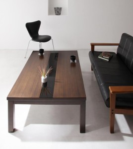 アーバンモダンデザインこたつテーブル 〔GWILT〕  4尺長方形(80×120cm) ウォールナットブラウン×ブラック