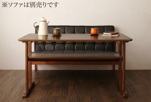 レトロソファダイニング 〔Easily〕 ダイニングテーブル単品 W120 ウォールナットブラウン