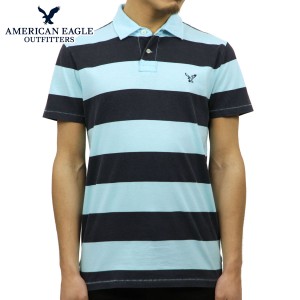 アメリカンイーグル ポロシャツ メンズ 正規品 AMERICAN EAGLE 半袖ポロシャツ AE Striped Jersey Polo 2165-7192 BLUE D30S40