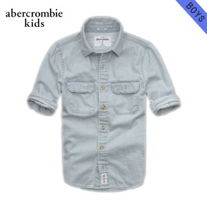 アバクロキッズ シャツ ボーイズ 子供服 正規品 AbercrombieKids 長袖シャツ mountain pond denim shirt 225-680-0444-020 D20S30