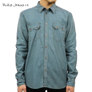 ヌーディージーンズ シャツ メンズ 正規販売店 Nudie Jeans 長袖シャツ Gusten Organic Seventies Shades 140228 Denim D15S25 父の日 プ