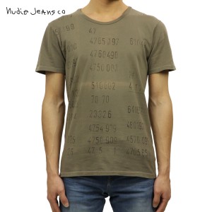 ヌーディージーンズ Tシャツ 正規販売店 Nudie Jeans 半袖Tシャツ Round Neck T-shirt Mud G13 131291 4010 D15S25
