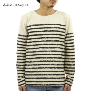 ヌーディージーンズ ロンT メンズ 正規販売店 Nudie Jeans 長袖Tシャツ LS T-shirt Org.Sketched Stripes Offwhite/Black W08 131298 402