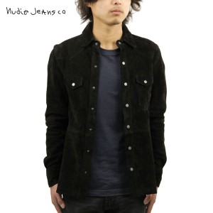 ヌーディージーンズ シャツ メンズ 正規販売店 Nudie Jeans 長袖シャツ Jonis Suede Shirt Black B01 14030 父の日 プレゼント ラッピン