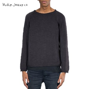 ヌーディージーンズ セーター メンズ 正規販売店 Nudie Jeans Vladimir Cotton Linen 150191 6007 B01 Black D15S25