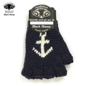ブラックシープ BLACK SHEEP 正規販売店 メンズ 手袋 BLACK SHEEP HANDMADE FINGERLESS KNIT GLOVE SM08B NAVY×ECRU×ANCHOR