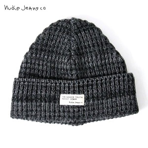 ヌーディージーンズ Nudie Jeans 正規販売店 帽子 Nicholson Beanie Black/Grey 180440 D15S25 父の日 プレゼント ラッピング