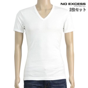 ノーエクセス Tシャツ 正規販売店 NO EXCESS 半袖Tシャツ V-NECK TEE 2 PACK N3461 10 white D00S20 父の日 プレゼント ラッピング