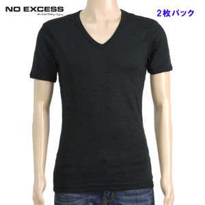 ノーエクセス Tシャツ 正規販売店 NO EXCESS 半袖Tシャツ V-NECK TEE 2 PACK N3461 20 black D15S