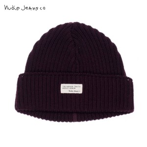 ヌーディージーンズ Nudie Jeans 正規販売店 帽子 ニットキャップ Nicholson Beanie 180576 7060 Wine D15S25 父の日 プレゼント ラッピ