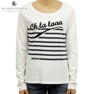 メゾンスコッチ レディース Tシャツ ロンT 正規販売店 MAISON SCOTCH 長袖Tシャツ Long sleeve tee with french themed artworks 131214 