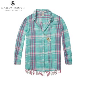 メゾンスコッチ MAISON SCOTCH 正規販売店 レディース 長袖シャツ Lightweight checked shirt with fringed hem 131151 A D15S25