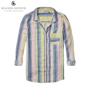 メゾンスコッチ MAISON SCOTCH 正規販売店 レディース 長袖シャツ Striped linen beach shirt 131146 D D00S15