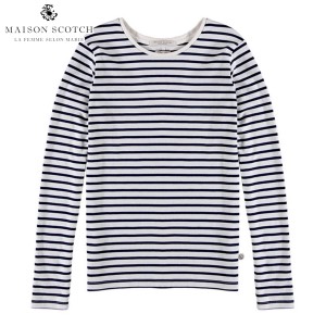 メゾンスコッチ レディース Tシャツ ロンT 正規販売店 MAISON SCOTCH 長袖Tシャツ Signature breton stripe top 127815 A D00S20
