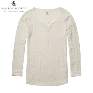 メゾンスコッチ レディース Tシャツ ロンT 正規販売店 MAISON SCOTCH 長袖Tシャツ Home Alone long sleeve granddad tee 100355 40 D00S2