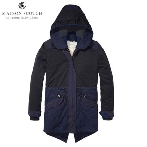 メゾンスコッチ MAISON SCOTCH 正規販売店 レディース アウターコート Winter parka with subtle color blocking, detachable hood and l