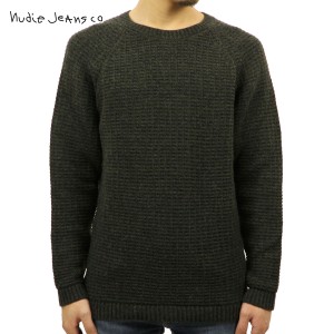 ヌーディージーンズ セーター メンズ 正規販売店 Nudie Jeans HANS STRUCTURE KNIT SWEATER 150327 6002 GREEN/GREYMELANGE 父の日 プレ