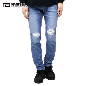 リバーサル ジーンズ メンズ 正規販売店 REVERSAL rvddw  ジーパン GI STRETCH DAMAGE DENIM rv17aw007 LIGHT INDIGO BLUE