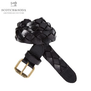 スコッチアンドソーダ ベルト メンズ 正規販売店 SCOTCH＆SODA レザーベルト BRAIDED LEATHER BELT 142855 0008 59304 BLACK 父の日 プレ