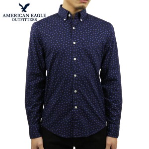 アメリカンイーグル シャツ メンズ 正規品 AMERICAN EAGLE 長袖シャツ ボタンダウンシャツ AE POPLIN BUTTON UP SHIR 父の日 プレゼント 