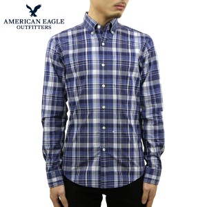 アメリカンイーグル シャツ メンズ 正規品 AMERICAN EAGLE 長袖シャツ ボタンダウンシャツ AE POPLIN BUTTON UP SHIR 父の日 プレゼント 