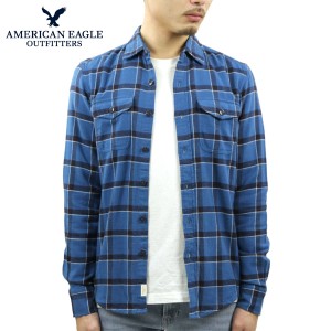 アメリカンイーグル シャツ メンズ 正規品 AMERICAN EAGLE 長袖シャツ ネルシャツ Blue Cotton Tall Shirt 2151-1343 父の日 プレゼント 